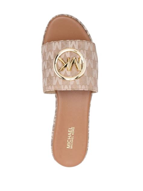 michael michael kors sadler logo jacquard wedge sandal|Michael Kors Sadler Logo Jacquard Wedge Sandal.